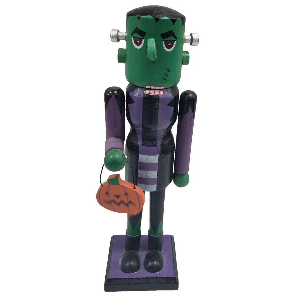 Wooden Nutcracker,8.5", HALLOWEEN,FRANKENSTEIN IN PURPLE,ORANGE PUMPKIN,Momentum